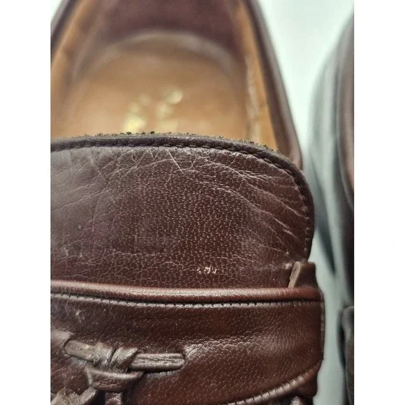 Oakton Classic Men Loafers 8.5 D Shoes Brown Leather Slip On Tassel Flats - Picture 11 of 13